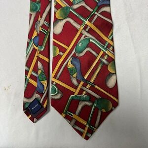 Stafford Men's Silk Tie Burgundy Golf Club Pattern‎ Necktie Novelty Gift Golfer